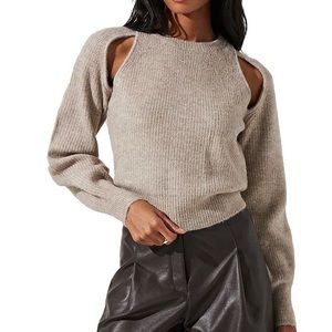 ASTR The Label Taupe Cutout Sweater NWT